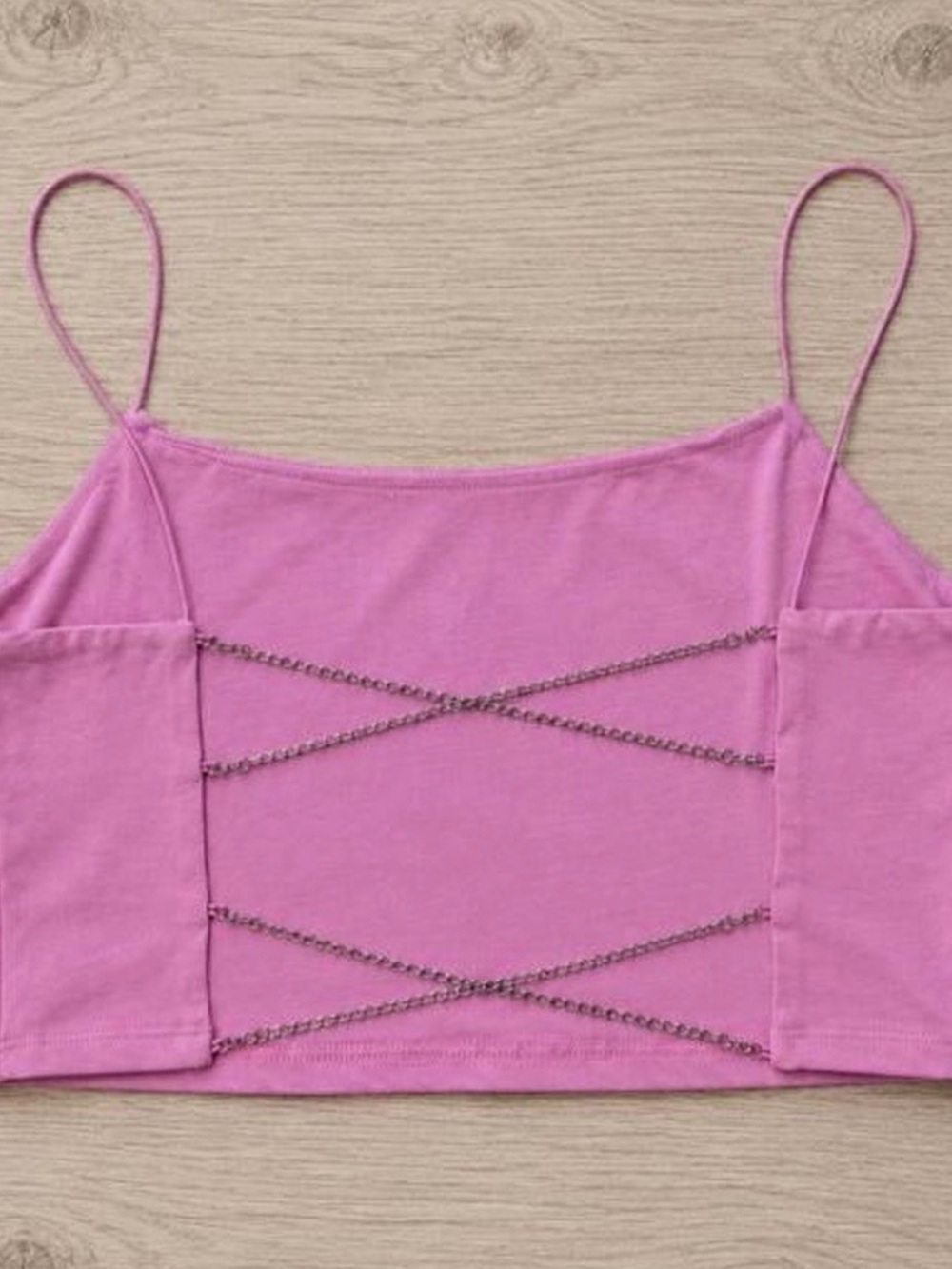 Garage Pink Slim-Strap Cropped Cami